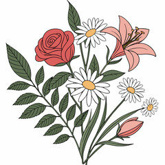 Vibrant Tropical Floral Design for Textile or Print