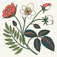 Vibrant Tropical Floral Design for Textile or Print