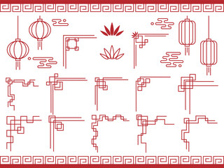 中華風の装飾セット　レッド