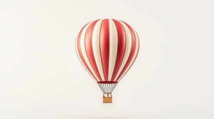 Fototapeta premium A vibrant hot air balloon with red and white stripes, symbolizing adventure and freedom in the sky. Perfect for travel and exploration themes.