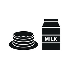 Milk and pancake set food icon featuring a clean and modern design, ideal for breakfast menus, food delivery services, and cafe branding
