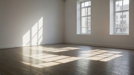 Fototapeta premium A_sunlit_white_studio_room_with_shadows