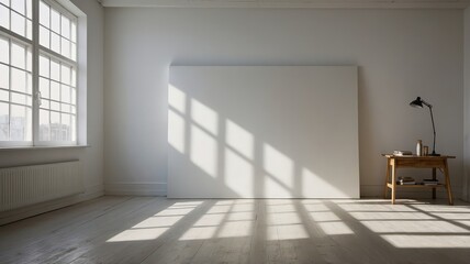 Fototapeta premium A_sunlit_white_studio_room_with_shadows