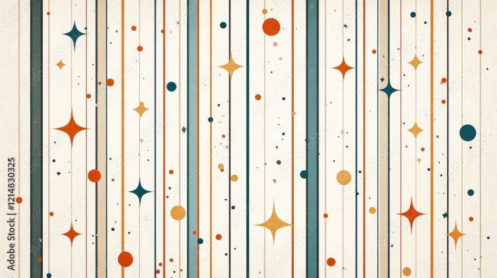 Poster a vibrant retro-inspired background featuring colorful stars and stripes, perfect for adding a playf