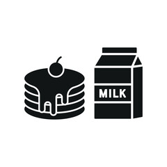 Milk and pancake set food icon featuring a clean and modern design, ideal for breakfast menus, food delivery services, and cafe branding