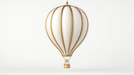 Obraz premium A vintage hot air balloon with a classic design, featuring a white fabric envelope and golden accents, symbolizing freedom and adventure in the sky.