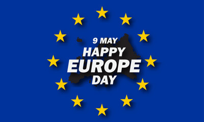 Europe Day is celebrated every year on May 9 to celebrate peace and unity throughout Europe. Vector illustration.  Paper Art and Paper Cut Out Concept.