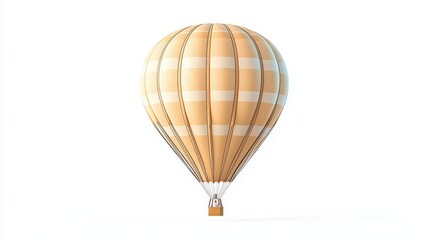 Fototapeta premium A vintage hot air balloon in neutral tones floats gracefully against a white background, symbolizing adventure and freedom in travel.