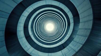 Naklejka premium Abstract Spiral Tunnel of Concrete and Light