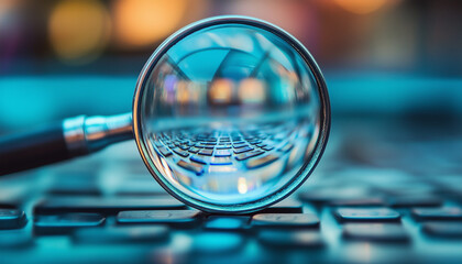 magnifying glass on a keyboard