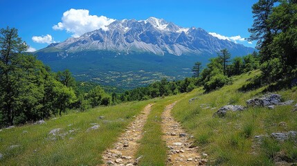 Naklejka premium Mountain road summer landscape scenic view travel