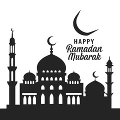 happy ramadan mubarak silhouette vector illustration background design