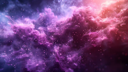 Naklejka premium Abstract Purple and Pink Nebula Background with Glowing Particles and Light Flares