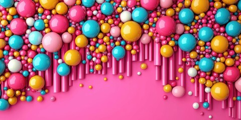 Engaging blend of spheres and beads, creating a lively atmosphere.