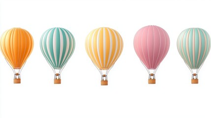 Colorful hot air balloons float gracefully in the sky, creating a whimsical scene. Perfect for capturing the spirit of adventure and travel.