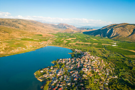 Amazing Mursi town and Mursi lake in south Albania, next to the Greek border.