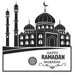 happy ramadan mubarak silhouette vector illustration background design
