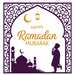 happy ramadan mubarak silhouette vector illustration background design