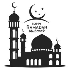 happy ramadan mubarak silhouette vector illustration background design