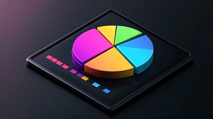 A colorful pie chart displayed on a tablet showing time allocation and productivity results
