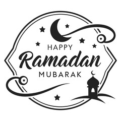 Naklejka premium happy ramadan mubarak silhouette vector illustration background design