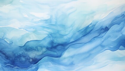 Obraz premium Abstract blue flowing water watercolor illustration close-up.
