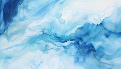 Obraz premium Abstract blue flowing water watercolor illustration close-up.
