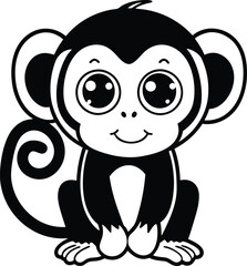 Fototapeta premium Cute Cartoon Monkey Illustration for Children's Projects