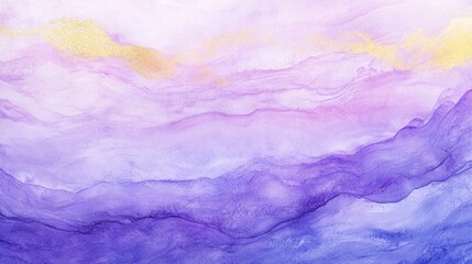 Fototapeta premium Abstract watercolor background with flowing purple and gold hues creating a dreamy and elegant effect