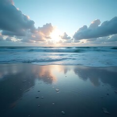 Fototapeta premium Tranquil Seaside Symphony Abstract Reflections in Slow Motion