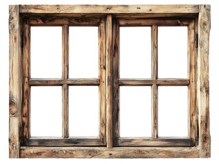 Isolated Wooden Window Frame Rustic Window