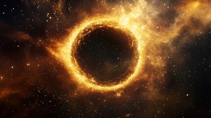 Golden Ring of Light in a Cosmic Nebula