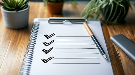 A modern workspace with a checklist on a whiteboard, emphasizing personal and professional goals