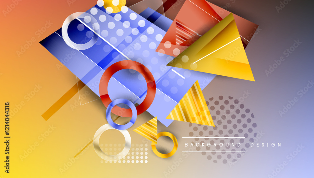 Poster creative triangles and circles composition