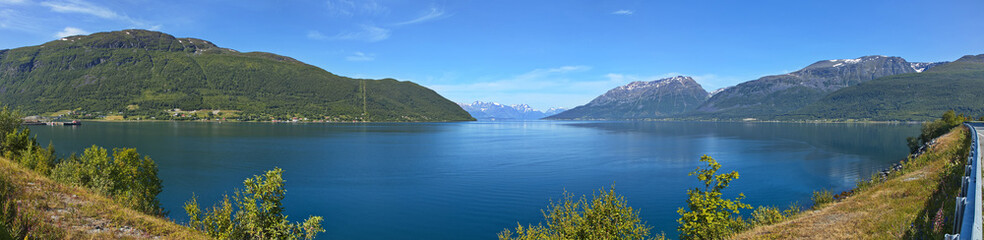 Fototapeta premium Landscape at the road E6 at Skarvdalen in Troms county, Norway, Europe 