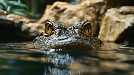 Fototapeta premium This is an American Alligator in its natural habitat, a swampy wetland. It is part of the fauna commonly found in this type of ecosystem.