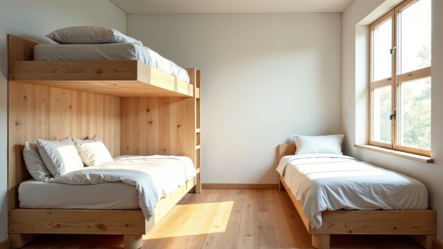 Cozy Bunk Beds Hostel Room, Natural Light
