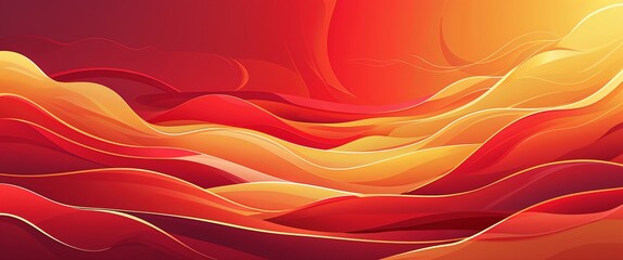 Obraz premium Warm sunset hues of red and gold flowing in smooth gradients subtle wave ripples illustration background design