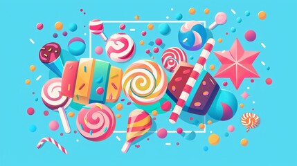 Colorful Neon Sweet Candy Flat Vector Illustration