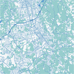 Obraz premium Map of Concord in North Carolina in a professional blue style. Contains layered vector with roads water, parks, etc.