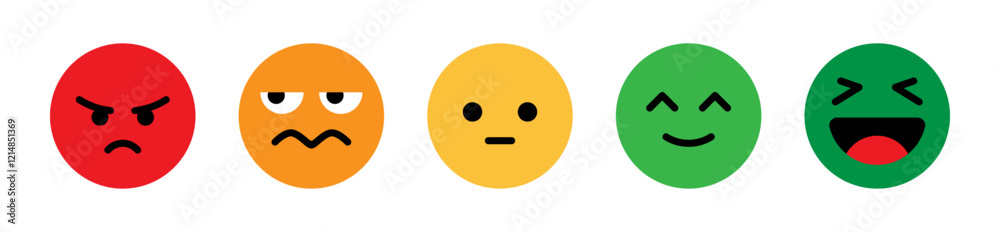 Poster rating emoji and face expressions set for feedback and customer experience in colorful style. happy 