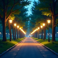Luminous Park Oasis Digital Art of Serenity and Wellness