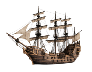 Detailed 3D Model of a Vintage Wooden Sailing Ship