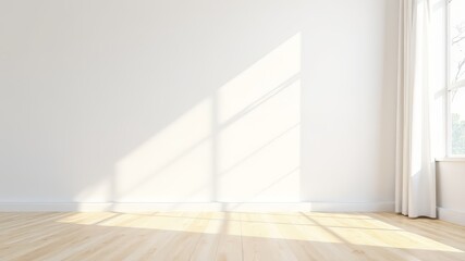 Fototapeta premium Empty Room Sunlight Shadow 3D Render