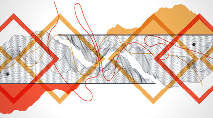 Trendy abstract wireframe background. Modern science or technology art elements. Surface illustration.