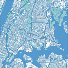 Map of The Bronx in New York in a professional blue style. Contains layered vector with roads water, parks, etc.
