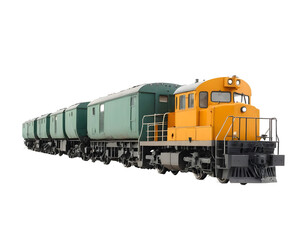 Full Train Set with Yellow Engine on Transparent Background