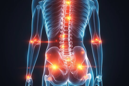 Highlighting the coccyx area to illustrate tailbone pain and its impact on human posture and well-being in medical education