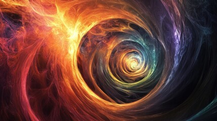Abstract Swirling Vortex of Fire and Smoke