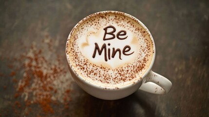 Heart Latte Art Design with Be Mine Message for Special Occasions